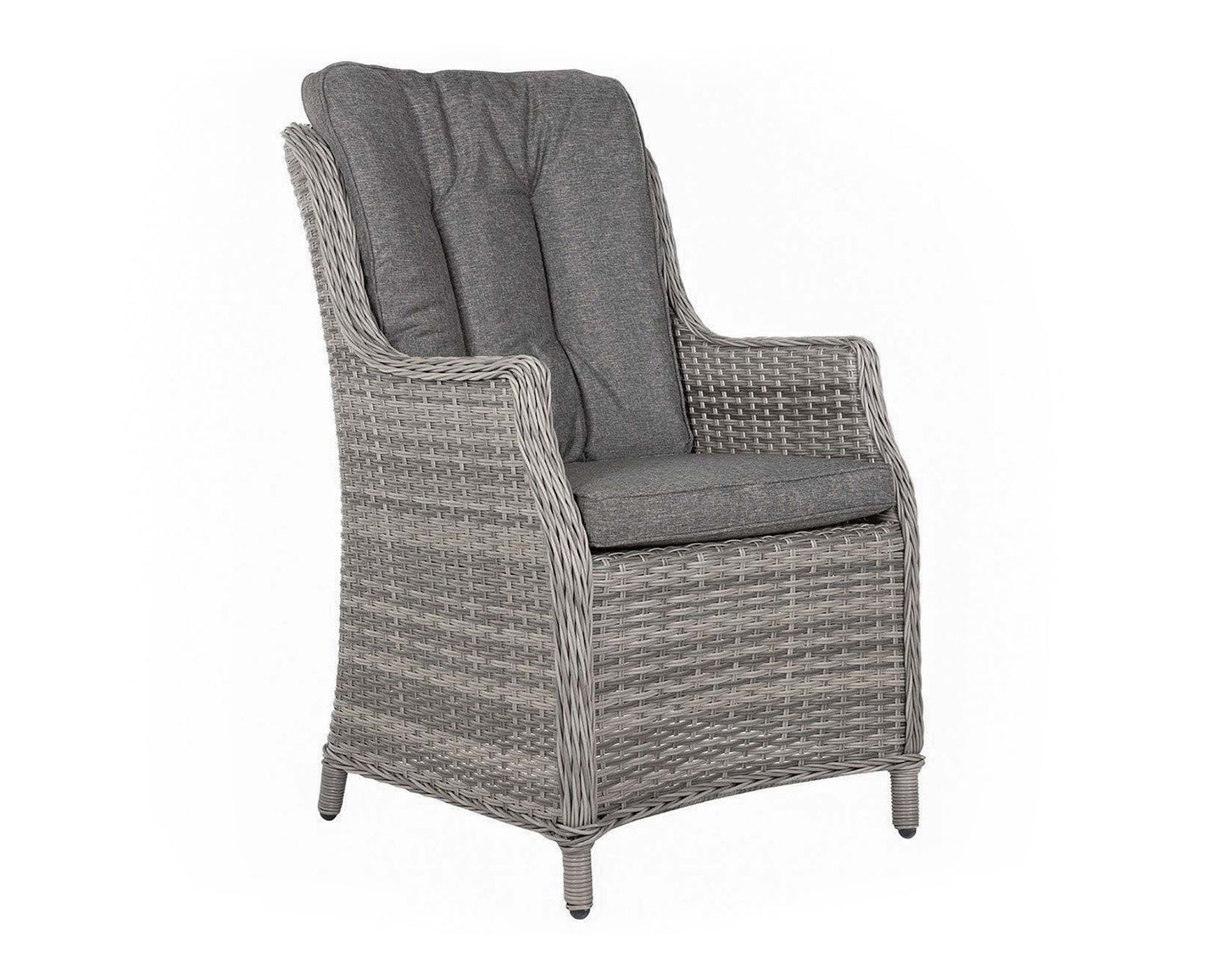 Riviera 4 Rattan Garden Chairs and Rectangular Fire Pit Dining Table in Grey