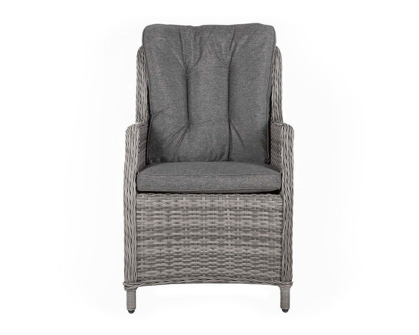 Riviera 6 Rattan Garden Chairs and Rectangular Fire Pit Dining Table in Grey