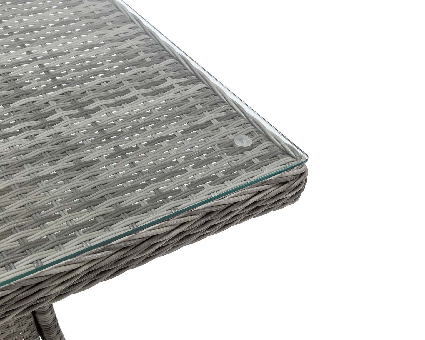 Riviera 6 Rattan Garden Chairs and Rectangular Fire Pit Dining Table in Grey