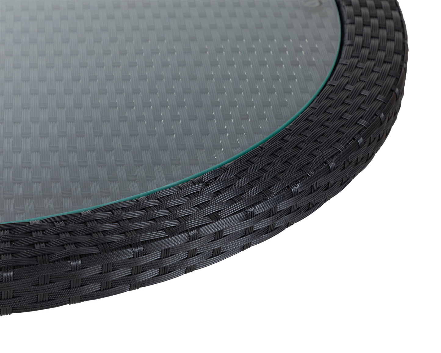 Roma 4 Rattan Garden Chairs and Small Round Table Set in Black and Vanilla