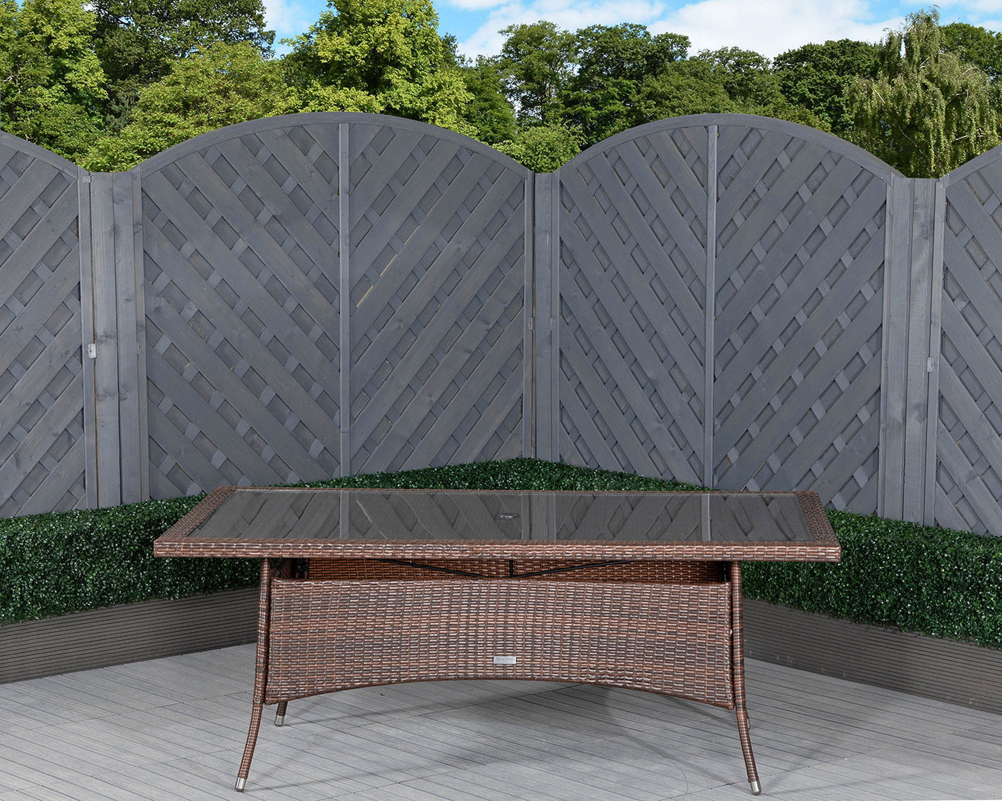 Roma 6 Rattan Garden Chairs and Rectangular Table Set in Chocolate and Cream