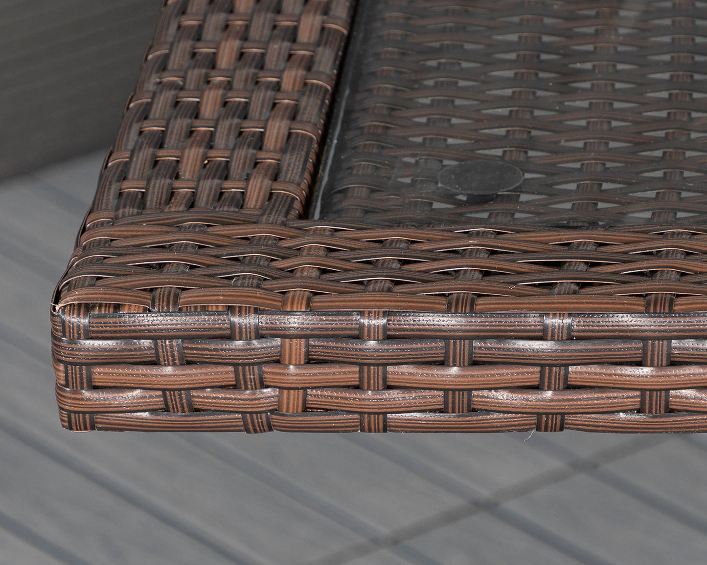 Roma 6 Rattan Garden Chairs and Rectangular Table Set in Chocolate and Cream