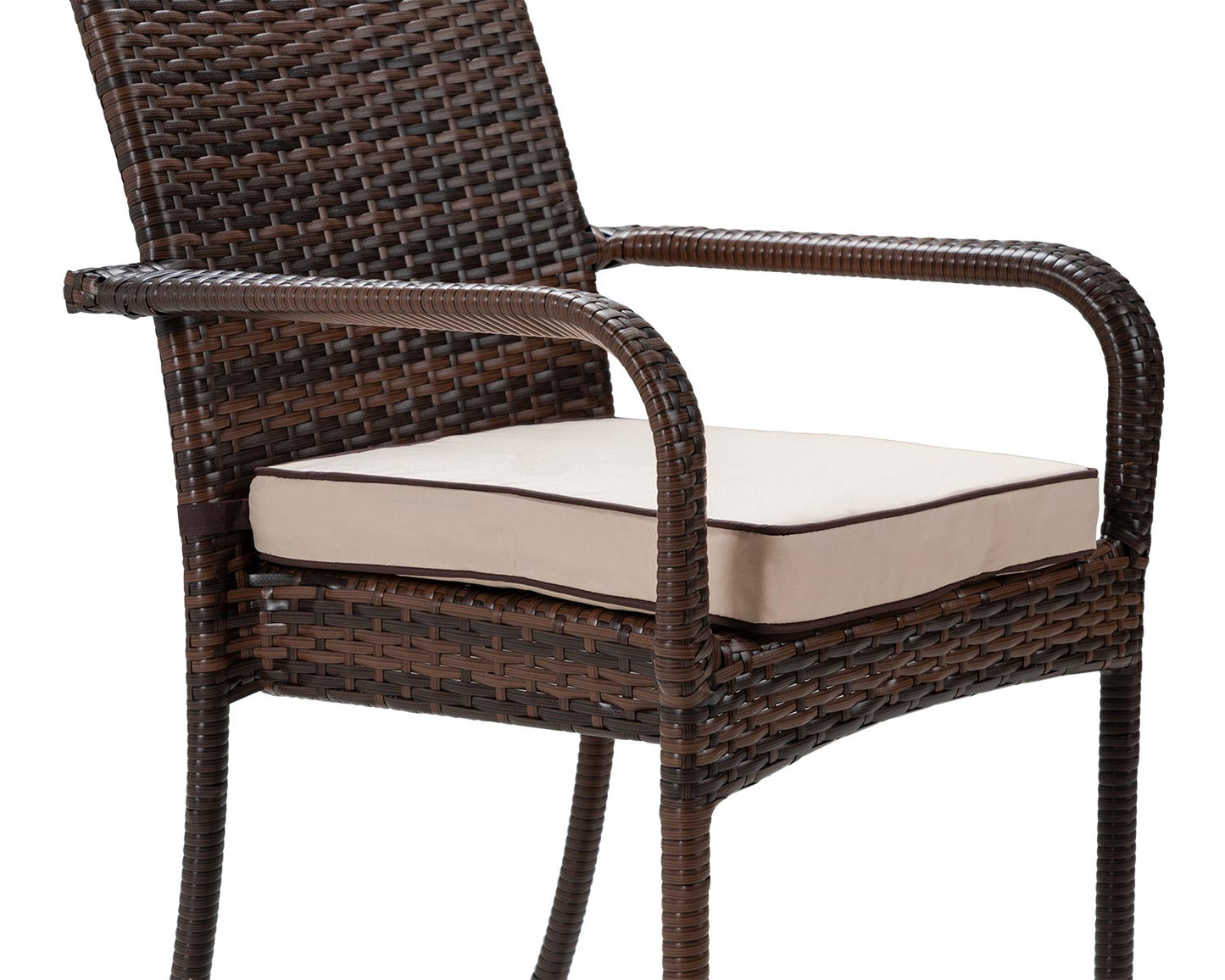 Roma 8 Rattan Garden Chairs and Rectangular Dining Table Set in Chocolate and Cream