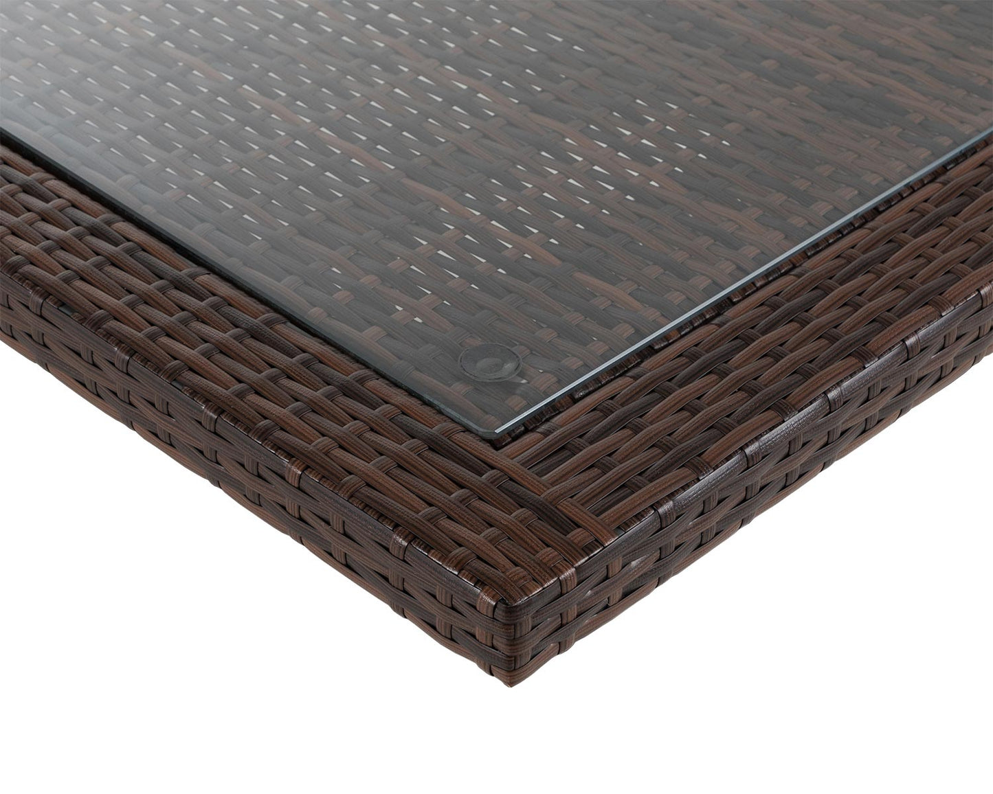 Roma 8 Rattan Garden Chairs and Rectangular Dining Table Set in Chocolate and Cream