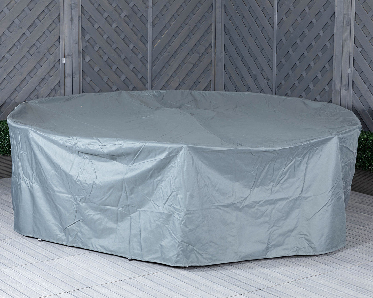 Roma 4 Rattan Garden Chairs, Large Round Table and Lazy Susan Set in Chocolate and Cream