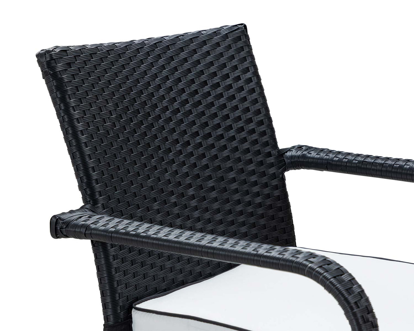 Roma 8 Rattan Garden Chairs, Large Round Dining Table and Lazy Susan Set in Black and Vanilla