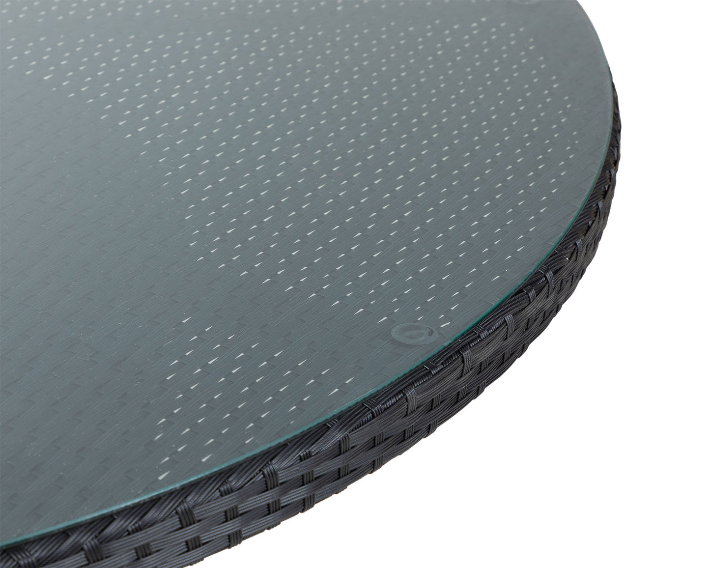 Roma 8 Rattan Garden Chairs, Large Round Dining Table and Lazy Susan Set in Black and Vanilla