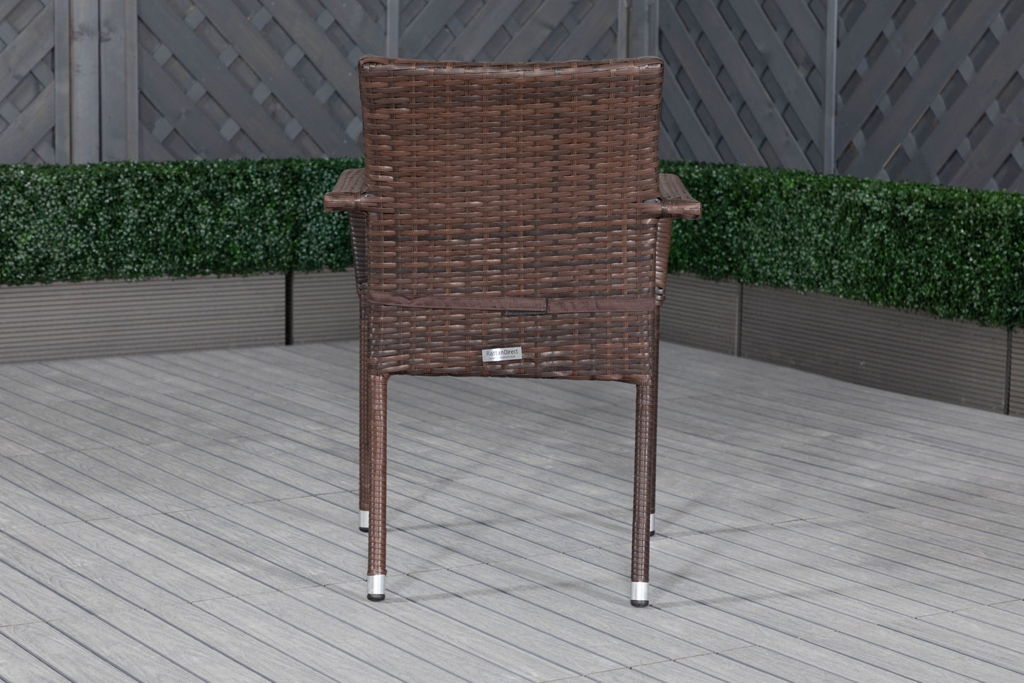 Roma 6 Rattan Garden Chairs and Small Rectangular Table Set in Chocolate and Cream