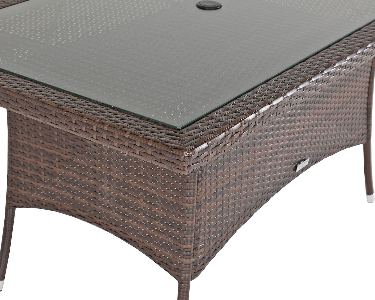 Roma 6 Rattan Garden Chairs and Small Rectangular Table Set in Chocolate and Cream