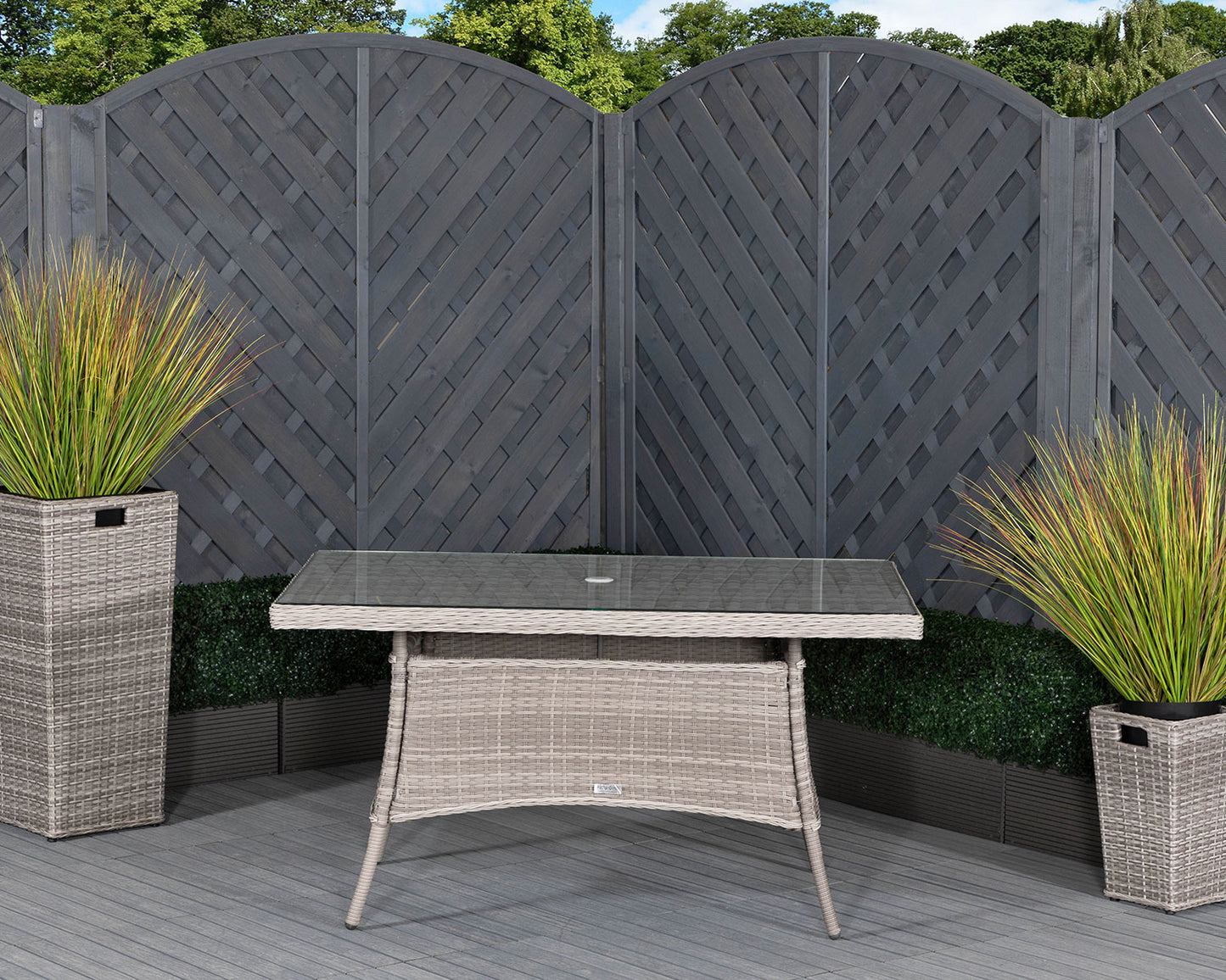 Roma 6 Stackable Chairs and Small Rectangular Dining Table in Grey