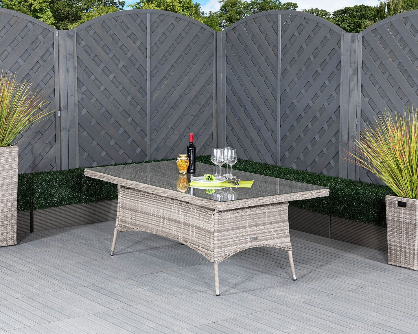 Roma 6 Stackable Chairs and Square Dining Table in Grey