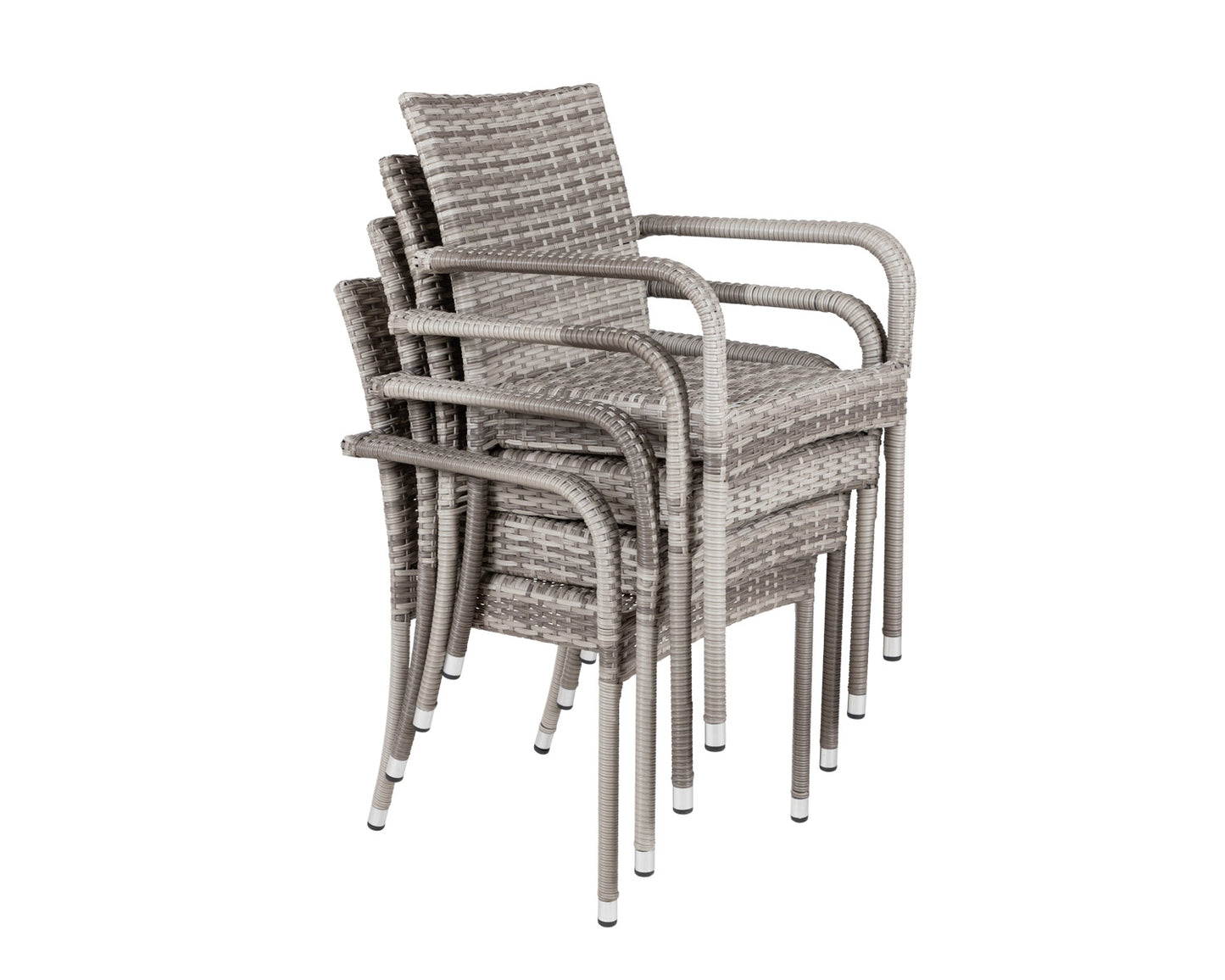 Roma 8 Stackable Chairs and Rectangular Dining Table in Grey