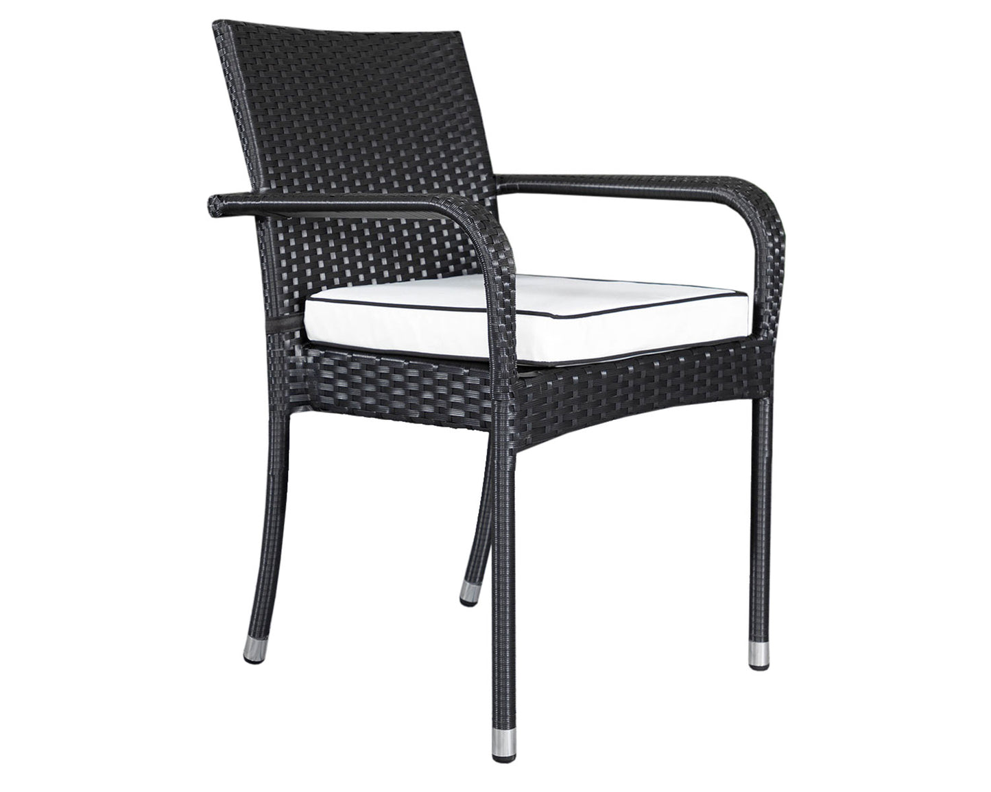 Roma 4 Stackable Chairs and Square Dining Table in Black and Vanilla