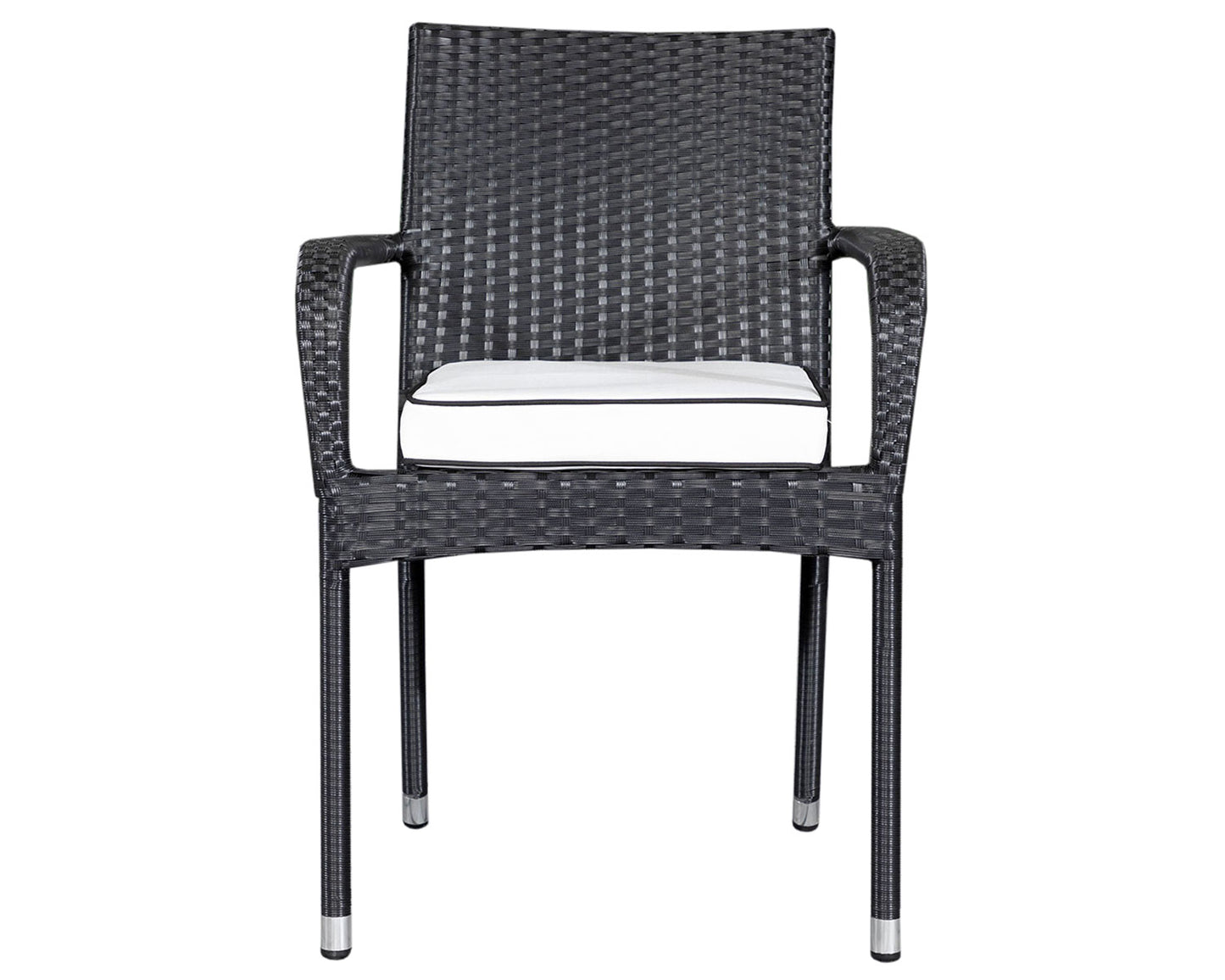 Roma 4 Stackable Chairs and Square Dining Table in Black and Vanilla