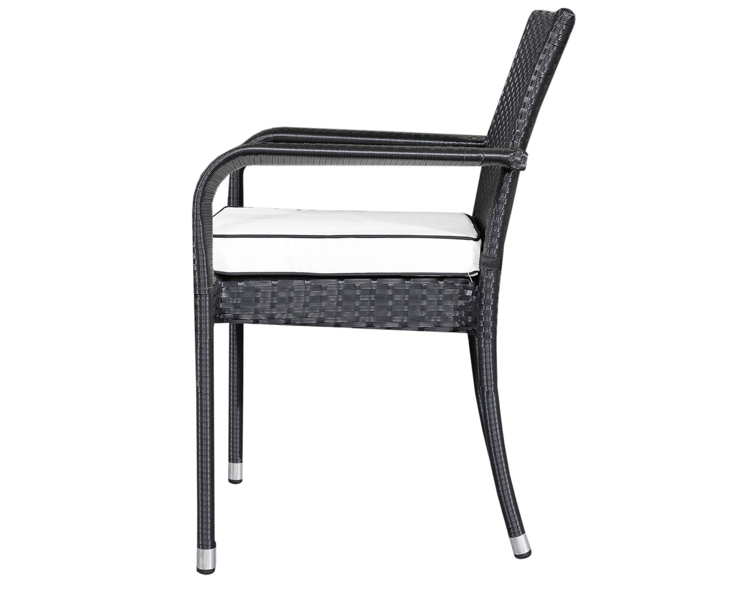 Roma 4 Stackable Chairs and Square Dining Table in Black and Vanilla