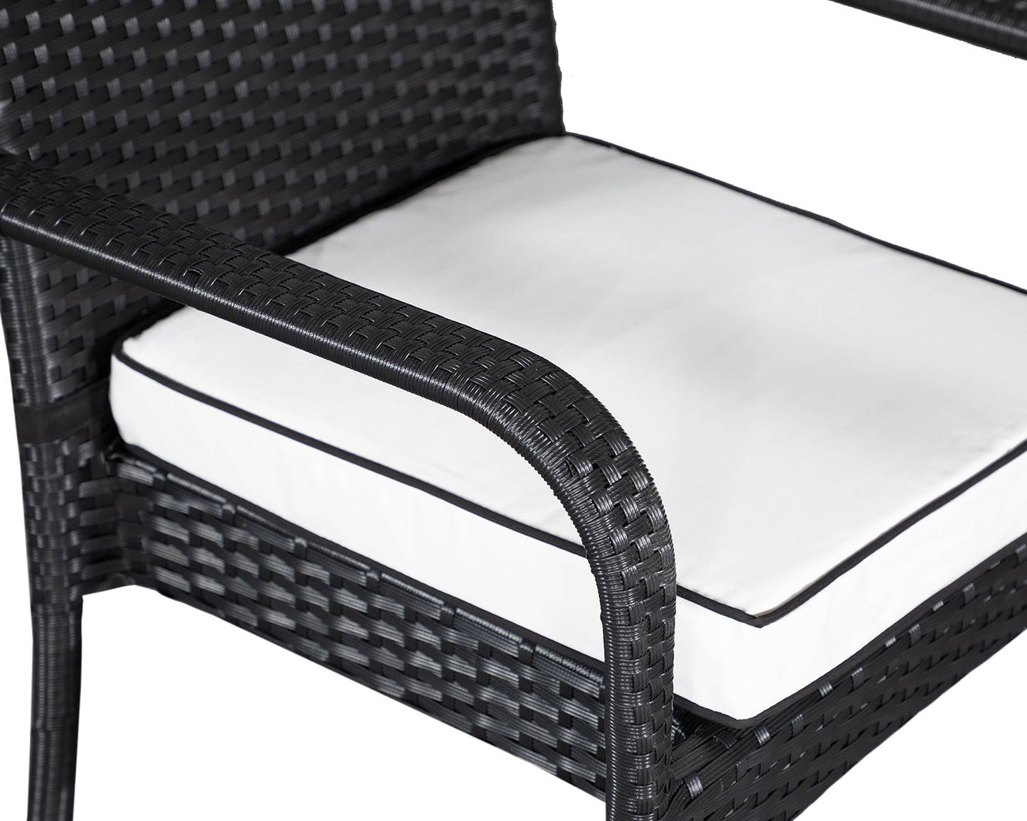 Roma 4 Stackable Chairs and Square Dining Table in Black and Vanilla