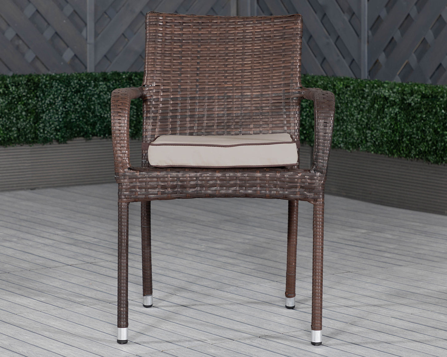 Roma Rattan Garden Bistro Round Set in Chocolate and Cream