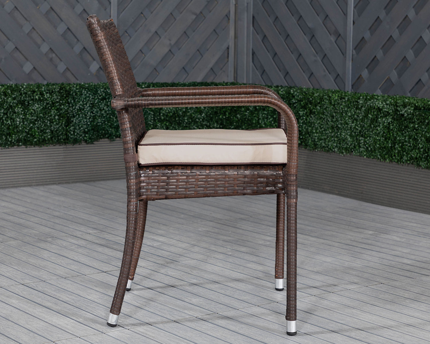 Roma Rattan Garden Bistro Round Set in Chocolate and Cream