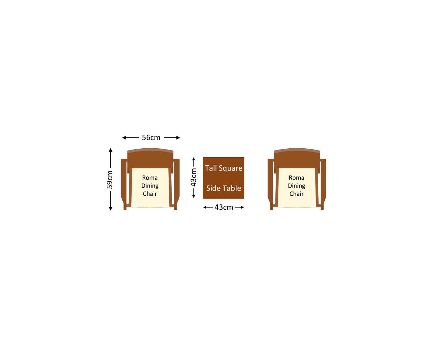 Roma Rattan Garden Bistro Square Set in Chocolate and Cream