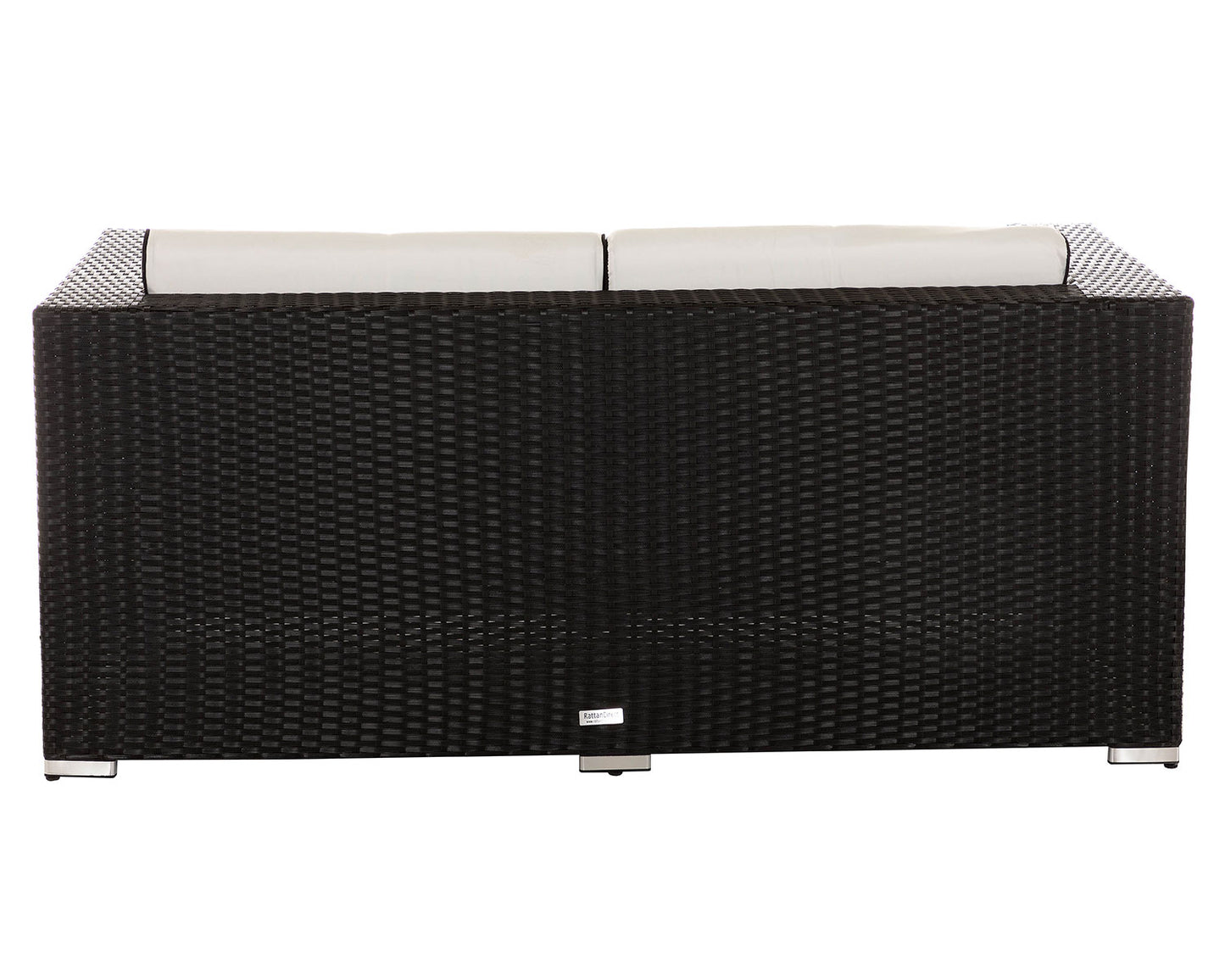 Ascot 2 Seater Rattan Garden Sofa in Black and Vanilla