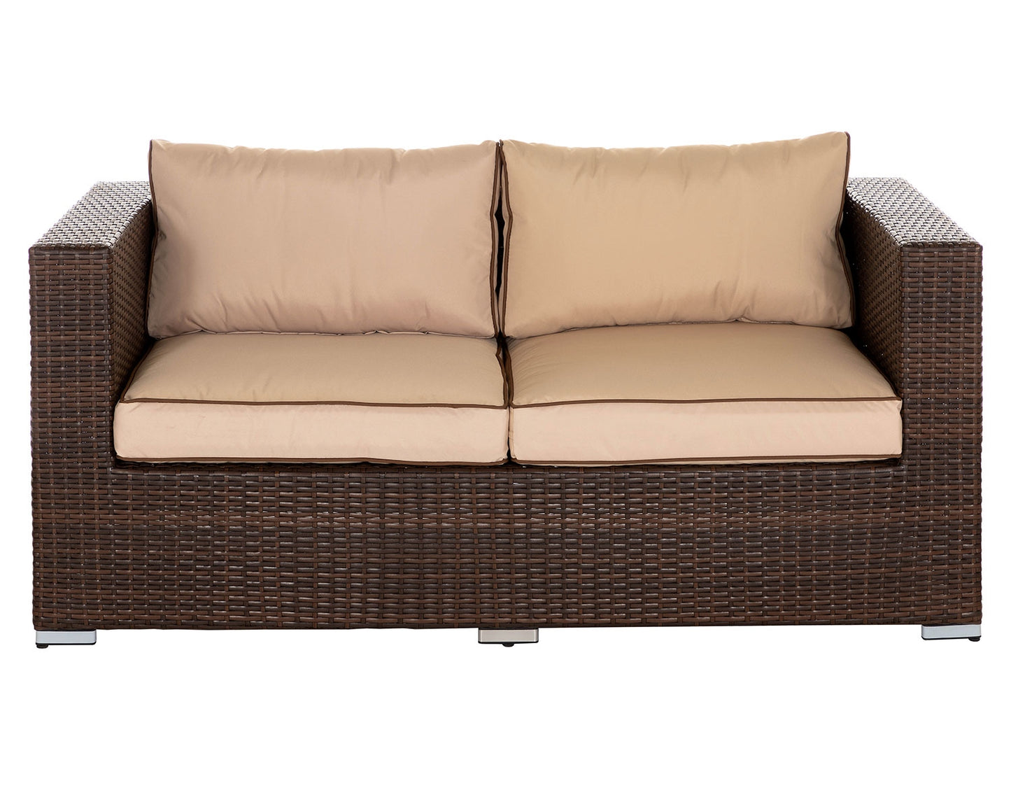 Ascot 2 Seater Rattan Garden Sofa in Chocolate Mix and Coffee Cream