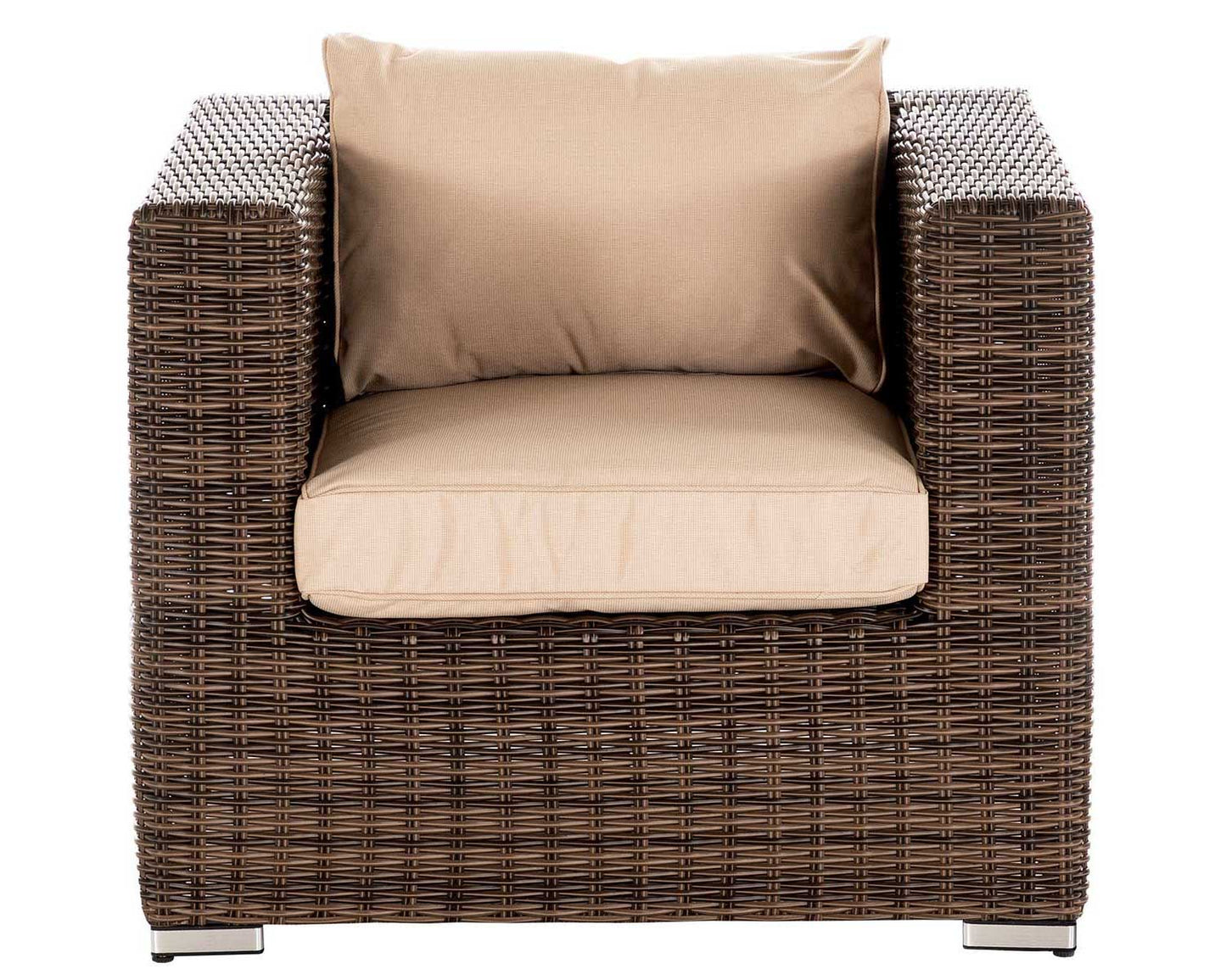 Ascot Rattan Garden Armchair in Premium Truffle Brown and Champagne