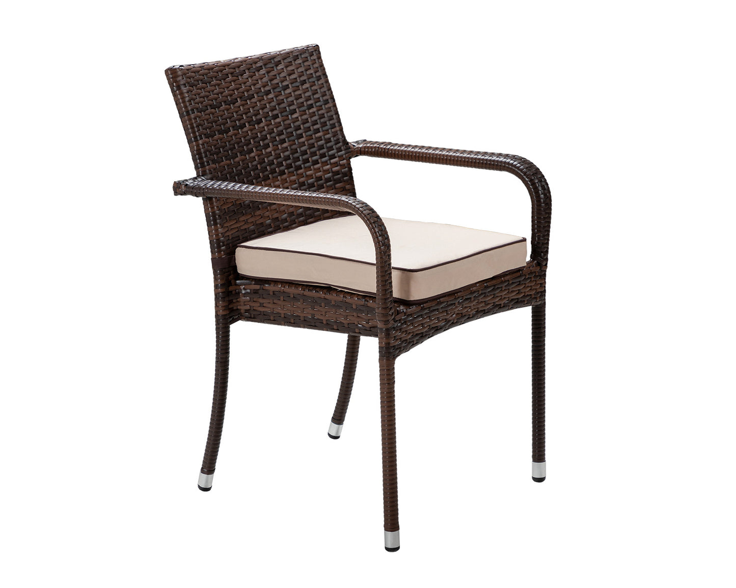 Roma 4 Rattan Garden Chairs, Large Round Table and Lazy Susan Set in Chocolate and Cream