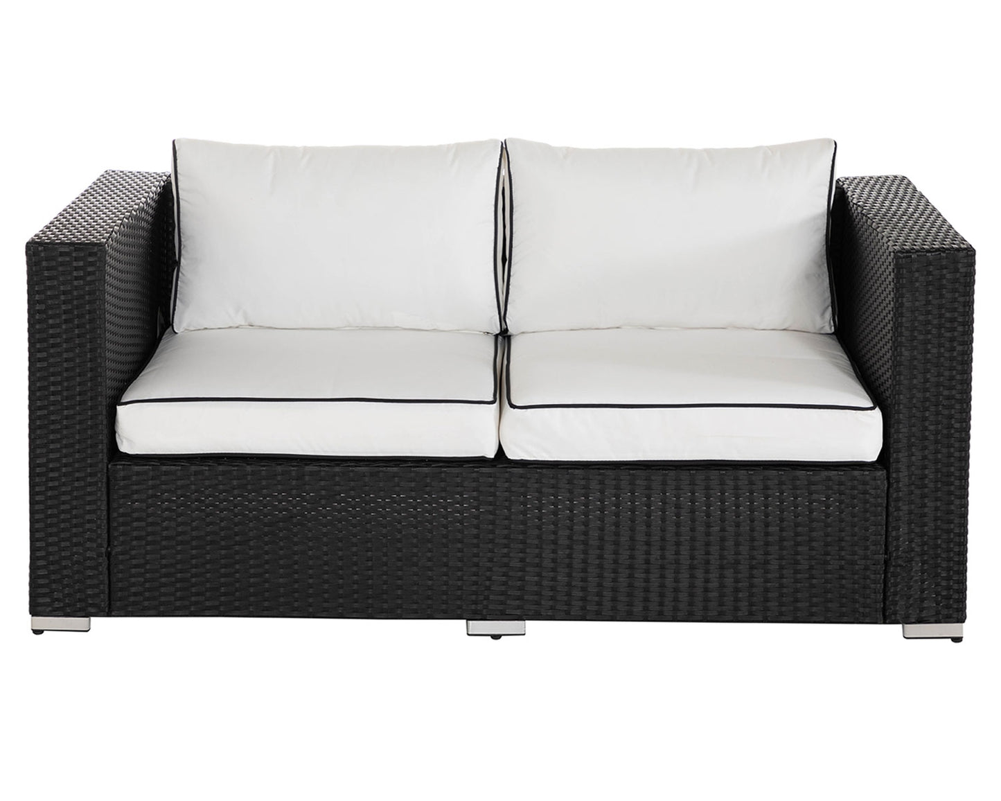 Ascot 2 Seater Rattan Garden Sofa in Black and Vanilla