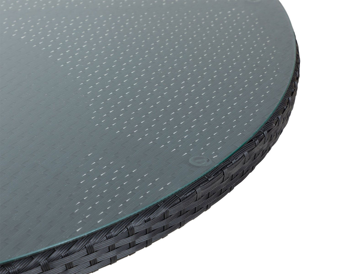 Large Round Dining Table with Lazy Susan and Cover, Black, Glass