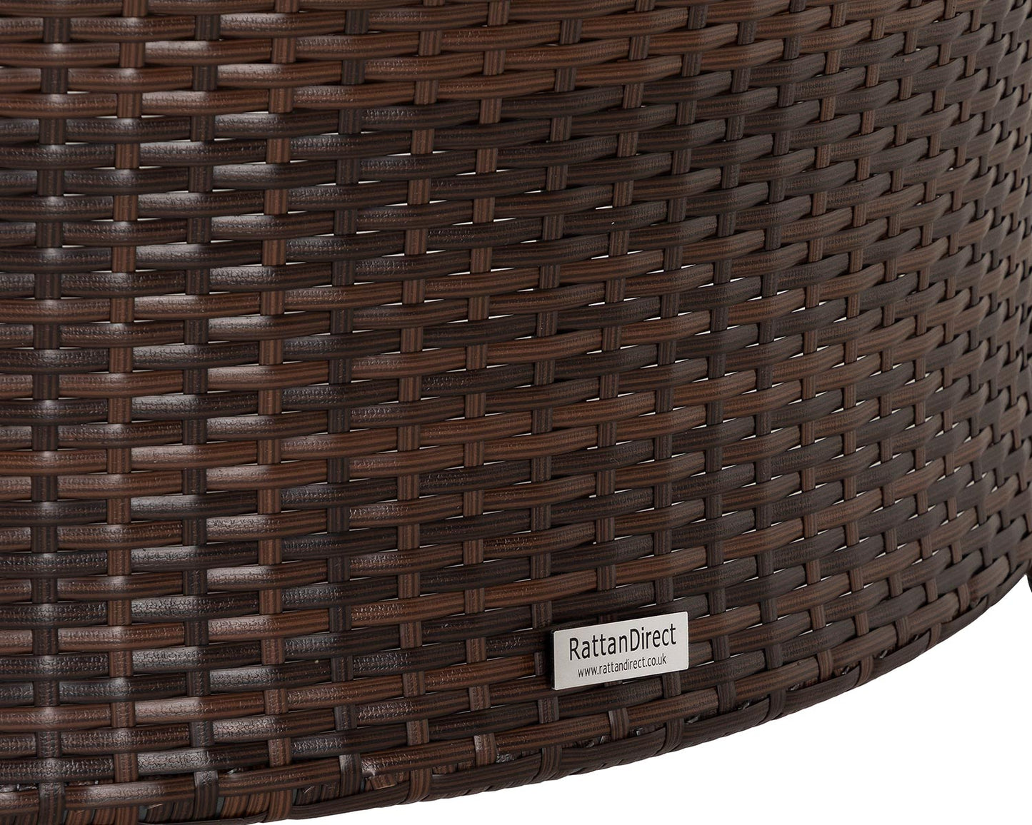 Roma 4 Rattan Garden Chairs, Large Round Table and Lazy Susan Set in Chocolate and Cream