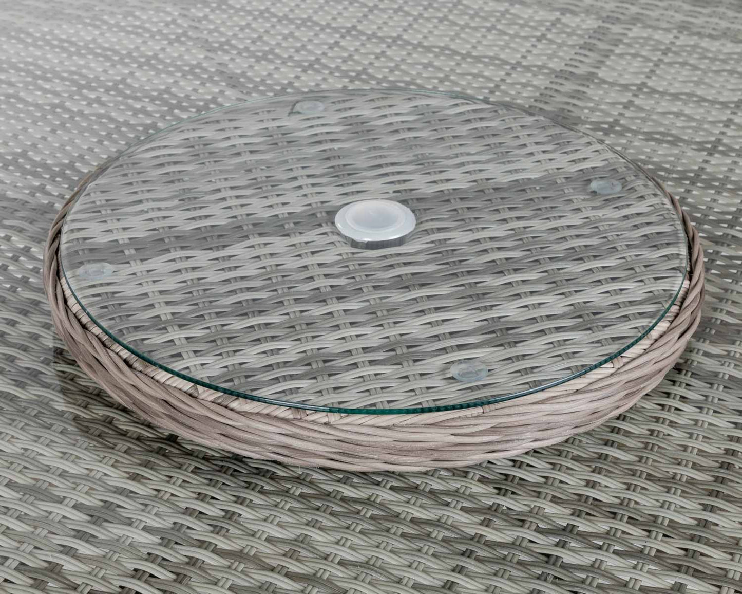 Cambridge 8 Rattan Chairs and Large Round Dining Table Set in Grey