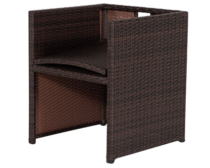 Barcelona 6 Seater Cube Set With Footstools in Brown and Cream