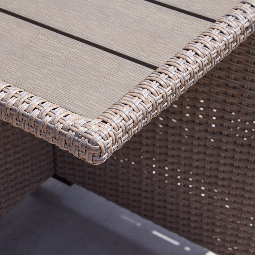 10 Seater Rattan Cube Outdoor Dining Set - Brown Weave Polywood Top - Laura James
