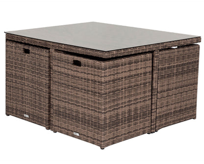 Barcelona 4 Seater Cube Set in Truffle Brown and Cream