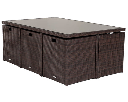 Barcelona 6 Seater Cube Set With Footstools in Brown and Cream