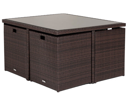 Barcelona 4 Seater Cube Set With Footstools in Brown and Cream