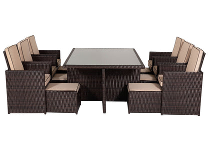 Barcelona 6 Seater Cube Set With Footstools in Brown and Cream
