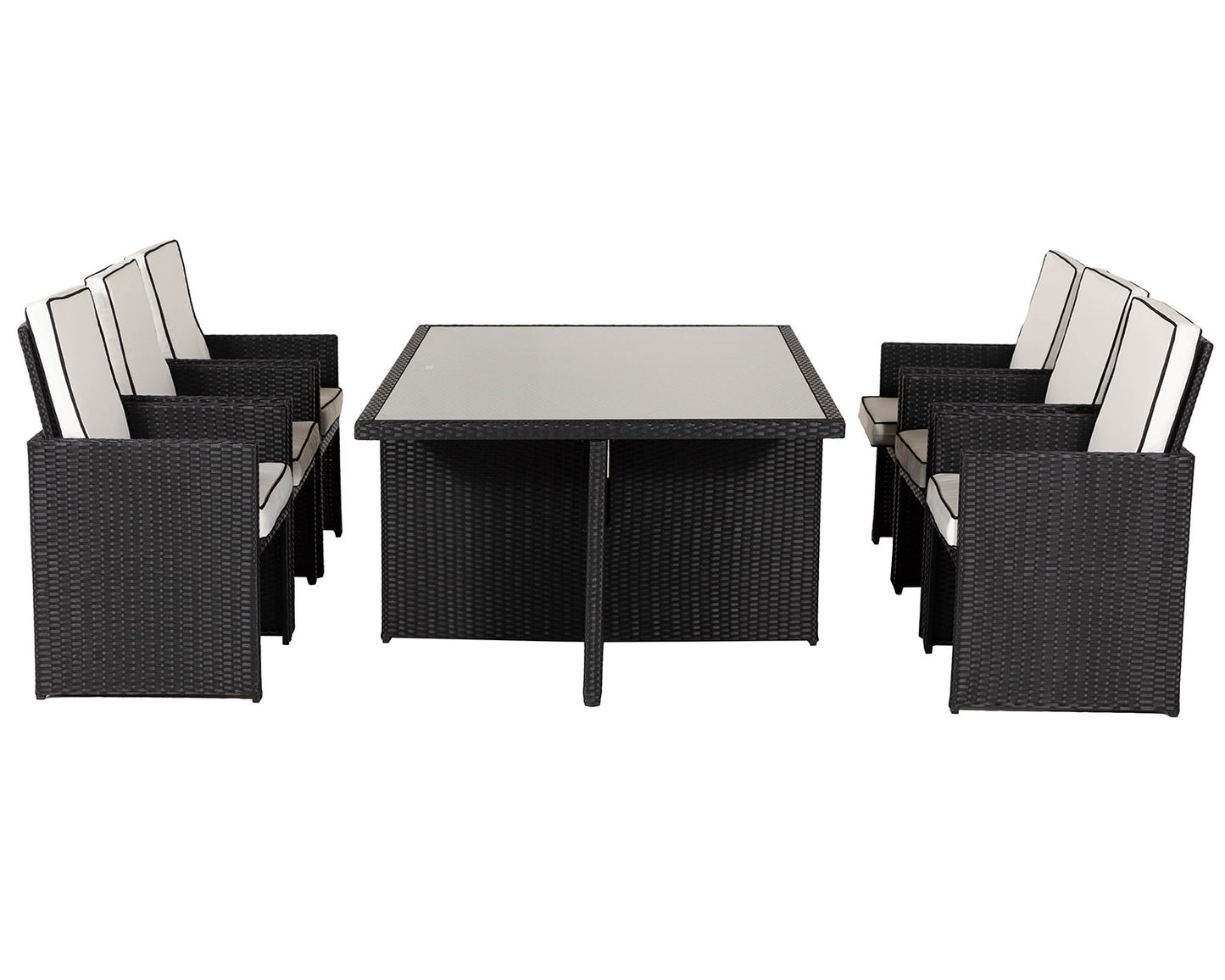 Barcelona 6 Seater Cube Set in Black and Vanilla