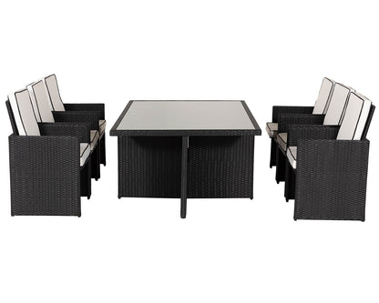 Barcelona 6 Seater Cube Set in Black and Vanilla