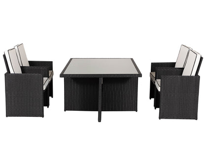 Barcelona 4 Seater Cube Set in Black and Vanilla