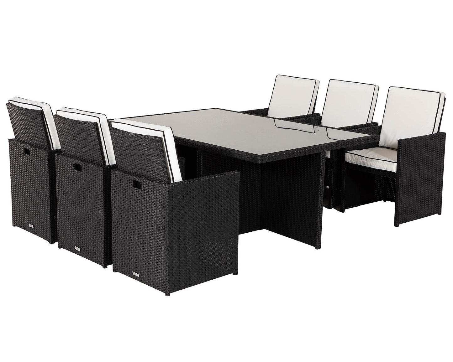 Barcelona 6 Seater Cube Set in Black and Vanilla