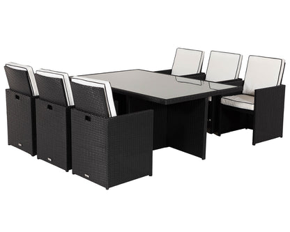 Barcelona 6 Seater Cube Set in Black and Vanilla