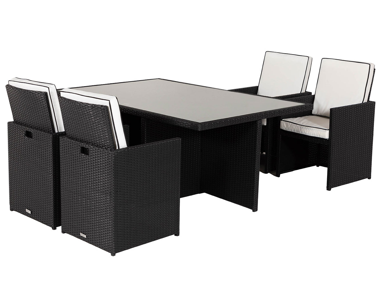 Barcelona 4 Seater Cube Set in Black and Vanilla