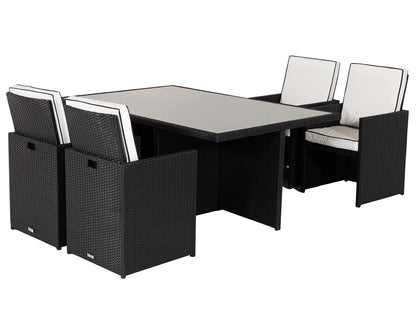 Barcelona 4 Seater Cube Set in Black and Vanilla