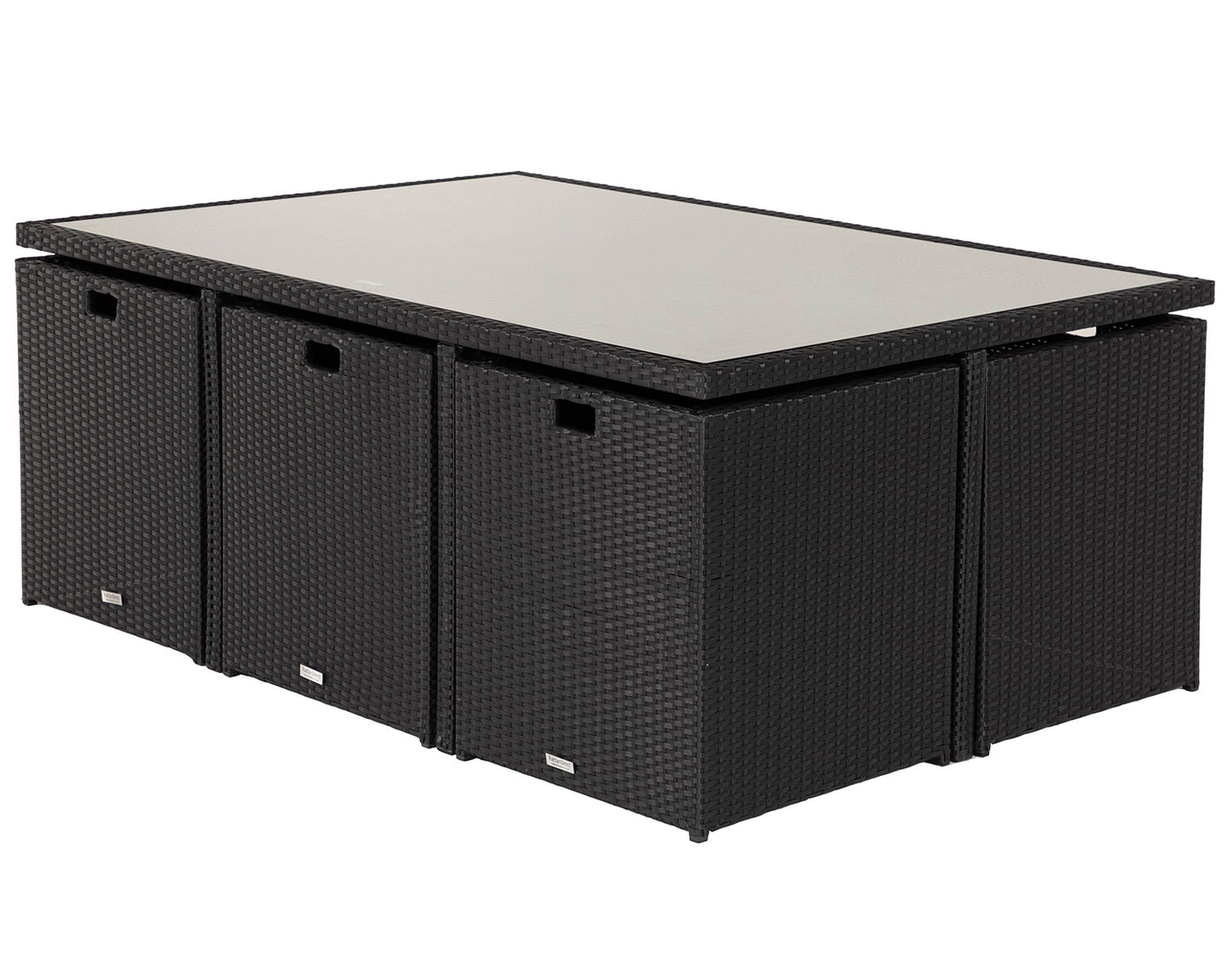 Barcelona 6 Seater Cube Set in Black and Vanilla