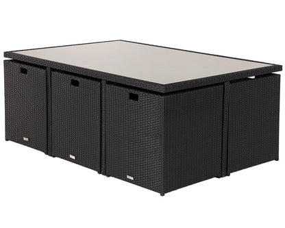 Barcelona 6 Seater Cube Set in Black and Vanilla