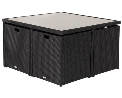 Barcelona 4 Seater Cube Set in Black and Vanilla