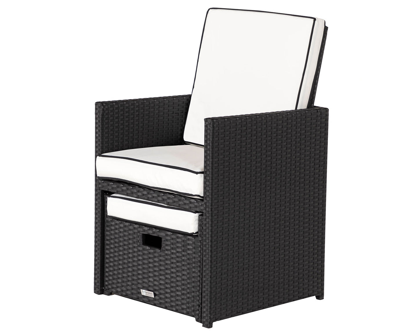 Barcelona 4 Seater Cube Set With Footstools in Black and Vanilla