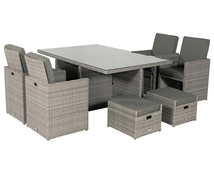 Barcelona 4 Seater Cube Set With Footstools in Grey