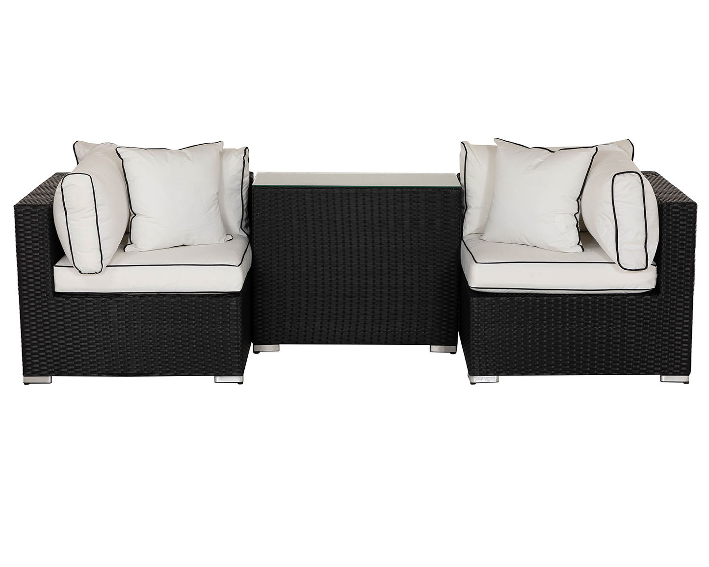 Florida Rattan Garden Armed High Bistro Set in Black and Vanilla